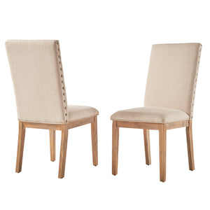 Homelegance By Top-Line Marsean Nailhead Accent Parson Linen Dining Chairs (Set of 2) Natural Rubberwood