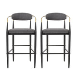 Christopher Knight Home® - Noble House - Elmore Modern Fabric Upholstered Iron 30 Inch Barstools (Set of 2)