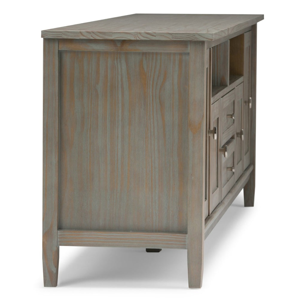 English Elm Warm Shaker 72" Tv Media Stand - Handcrafted Distressed Grey With Storage & Cable Management Solutions B136P159712-GIGA