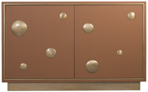 Hooker Furniture Melange Luxe Leather Hall Chest With Gold Circle Accents, Soft-Close Doors, Adjustable Shelves 628-85722-85