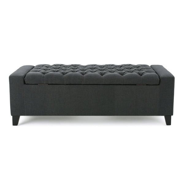 English Elm Guernsey Tufted Storage Ottoman with Lift Top Hidden Compartment for Living Rooms 59336.00DGY