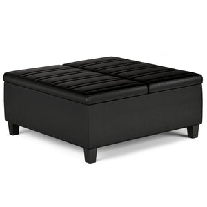 English Elm Ellis Coffee Table Storage Ottoman - Versatile Distressed Black Faux Leather For Modern Living Spaces B136P159158