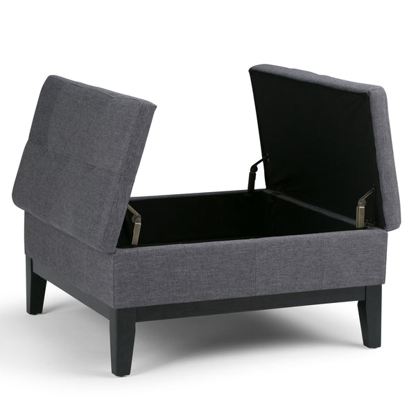 English Elm Dover Square Coffee Table Storage Ottoman - Stylish Slate Grey With Hidden Compartment & Seating B136P159053