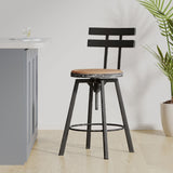 Christopher Knight Home® - Noble House - Jutte Black Brush Silver Firwood Smooth Back Bar Stool