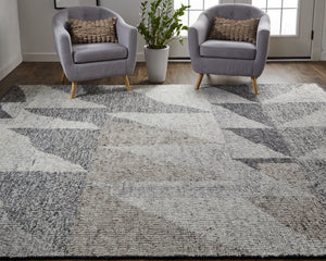 Feizy Rugs Alford Hand Knotted Wool Rug - Soft, Neutral Geometric Design Perfect For Modern Home Decor Ivory,Gray,Taupe Wool Alf6910fgry000p00