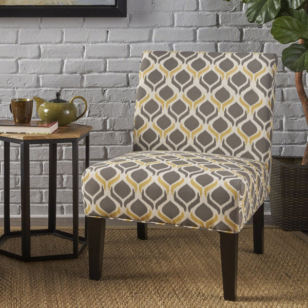 English Elm Accent Chair with Rubberwood Legs Plush Upholstered Seat for Living Room or Bedroom Grey Multi 57764.00YGAY