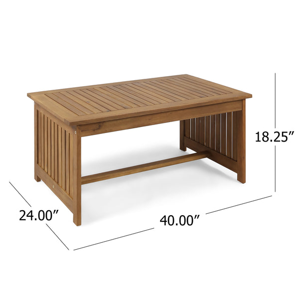 English Elm Christopher Knight Home® - CASA Acacia Coffee Table for Outdoor Patios — Stained Treated Wood, Compact Yet Spacious 40"W Brown+Antique Bronze 63307.00