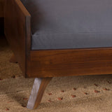 Christopher Knight Home® - Noble House - Doran Mid Century Dark Oak Finished Acacia Wood Dog Bed with Dark Grey Water Resistant Cushion