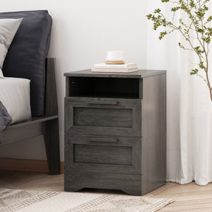 English Elm Christopher Knight Home® - DELANEY2-DRAWER Nightstand Rustic Faux Wood Nightstand with Two Drawers and Top Shelf for Storage Comfort Grey 71139.00
