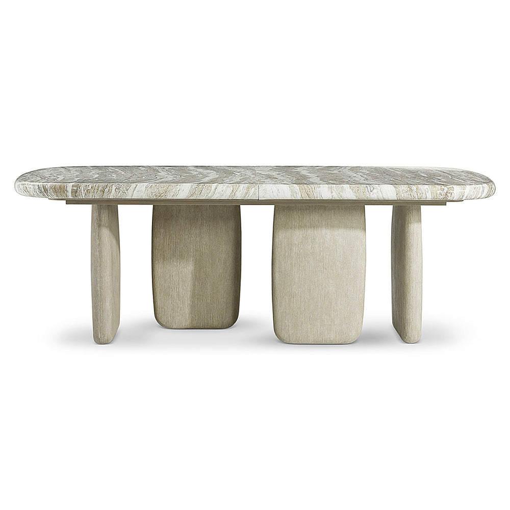 Bernhardt Bernhardt Rustic-Modern Arcadia Dining Table With Faux-Stone Top, Sculptural Woodgrain Legs & Leaf K2001