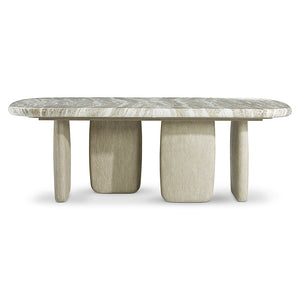 Bernhardt Bernhardt Rustic-Modern Arcadia Dining Table With Faux-Stone Top, Sculptural Woodgrain Legs & Leaf K2001