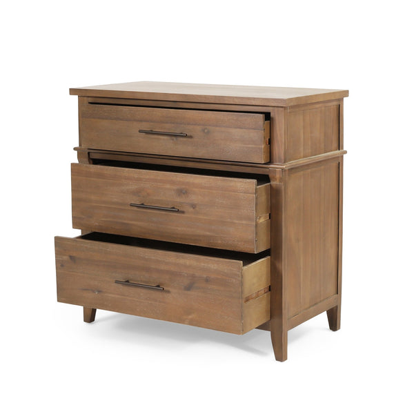 English Elm Christopher Knight Home® - Berghoff Acacia Wood 3-Drawer Dresser in Brown — Sustainable, California-Designed, Durable Storage Solution 70837.00