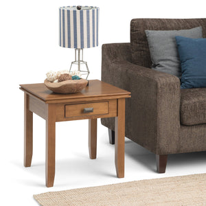 English Elm Artisan Honey Brown End Table - Handcrafted Wood Design With Storage For Versatile Living Spaces B136P158692