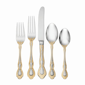 Lenox Oneida Golden Mandolina 45 Piece Fine Flatware Set, Service for 8 Metallic, STAINLESS METAL F142045A