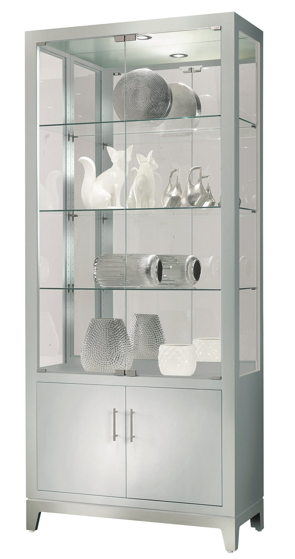 Hekman Furniture 680751 Larson Ii Curio Cabinet - Elegant Silver Wood Finish, Adjustable Shelves & Led Lighting Features Silver Larson Ii Curio 680751