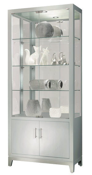 Hekman Furniture 680751 Larson Ii Curio Cabinet - Elegant Silver Wood Finish, Adjustable Shelves & Led Lighting Features Silver Larson Ii Curio 680751