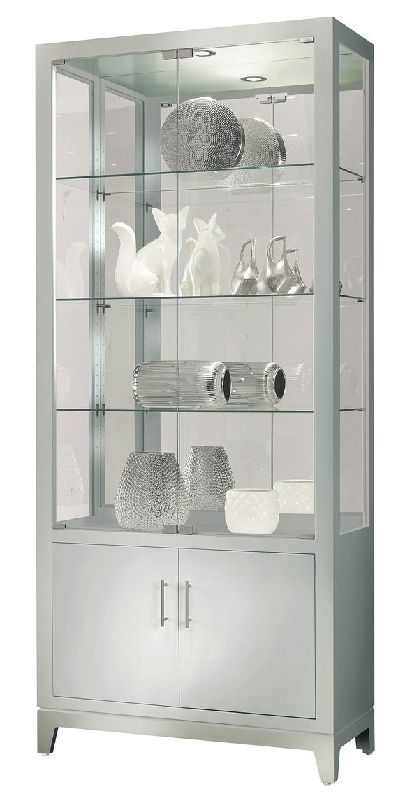 Hekman Furniture 680751 Larson Ii Curio Cabinet - Elegant Silver Wood Finish, Adjustable Shelves & Led Lighting Features Silver Larson Ii Curio 680751