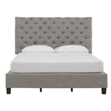 Homelegance By Top-Line Zelie Adjustable Fabric Tufted Rolltop Queen Bed Black Linen