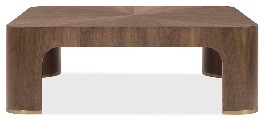Hooker Furniture Eleana Square Walnut Veneer Cocktail Table with Bronze Accents for Modern Living 7252-80410-85