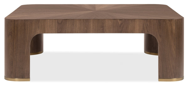 Hooker Furniture Eleana Square Walnut Veneer Cocktail Table with Bronze Accents for Modern Living 7252-80410-85
