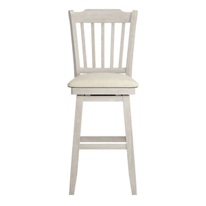 Homelegance By Top-Line Juliette Slat Back Bar Height Wood Swivel Bar Stool White Rubberwood