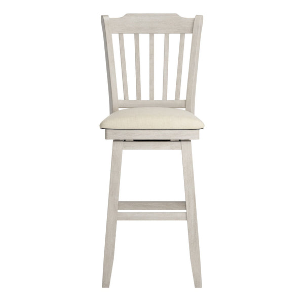 Homelegance By Top-Line Juliette Slat Back Bar Height Wood Swivel Bar Stool White Rubberwood