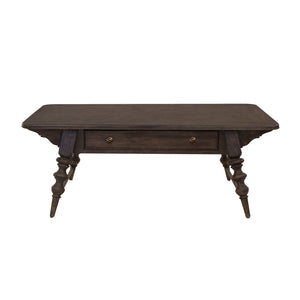 Revival Row Rectangular Cocktail Table with Drawer Brown with Chimney Smoke Finish P348250 Pulaski Furniture