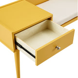 Homelegance By Top-Line Aeron 1-Drawer Cushioned Entryway Bench Yellow Rubberwood