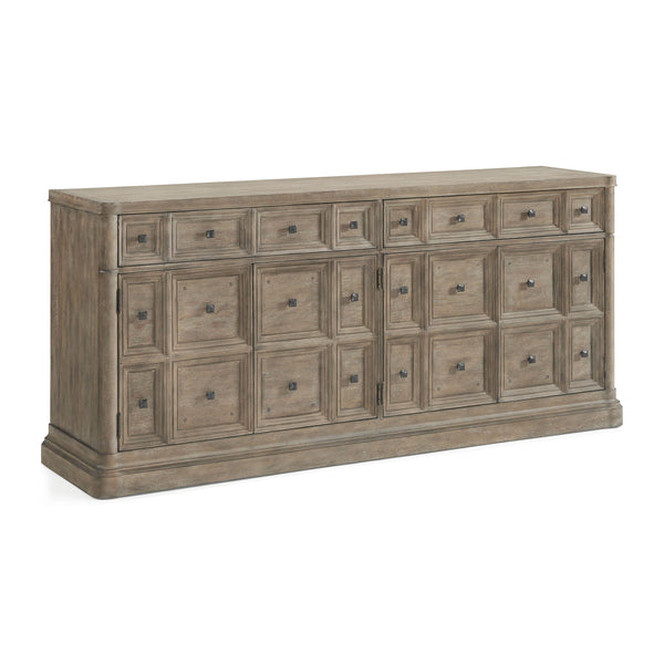 A.R.T. Furniture Reforma Credenza - Rustic Parawood & Oak Storage With Adjustable Shelves, Gunmetal Knobs, And Style Brown Parawood Solids,Random Match Flaky Oak Veneers,Metal 324252-2358