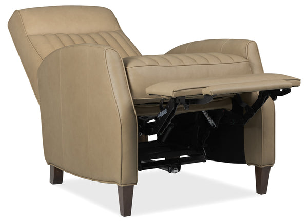Hooker Furniture Denver Top Grain Leather Manual Recliner with Channeled Cushioning and Tapered Wood Legs RC843-PB-081