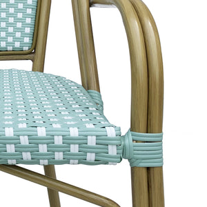 English Elm Bistro Wicker Outdoor Dining Chairs Set of Two with Rust Resistant Aluminum Frame Patio 72905.00LT