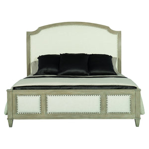 Bernhardt Bernhardt Santa Barbara Queen Panel Bed — Sandstone Wire‑Brushed Oak Veneer, Upholstered Panels & Nailheadtrim K1117