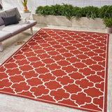 Christopher Knight Home® - Noble House - Thornhill Indoor/ Outdoor Geometric 8 X 11 Area Rug, Red and Ivory