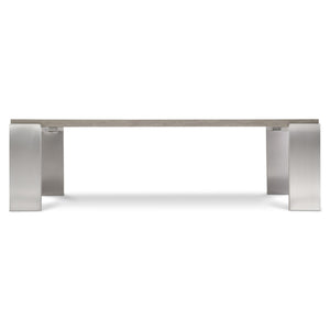 Bernhardt Bernhardt Foundations 102" Dining Table — Solid Acacia Light Shale Top & Brushed Stainless Legs, Modern Rustic Elegance 306224