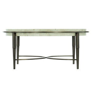 Bernhardt Bernhardt Travertine Barclay Cocktail Table — 42" Round Honed Stone Top With Antique Pewter Steel Base 512015