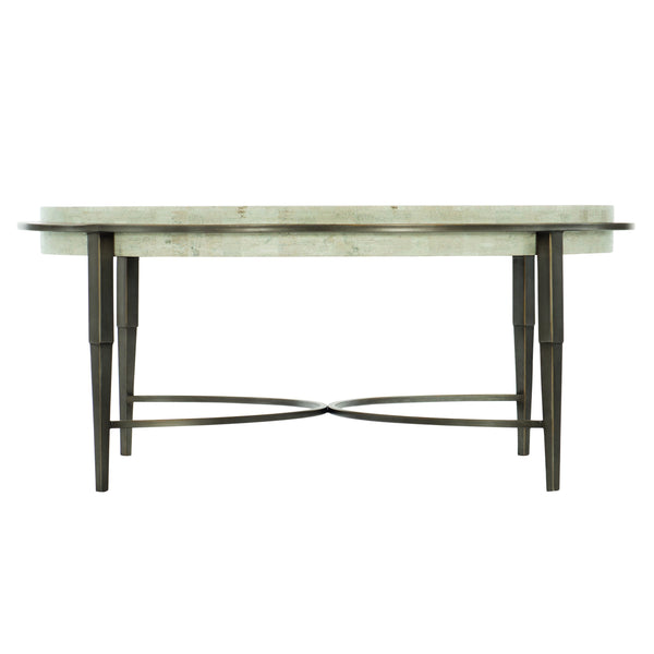 Bernhardt Bernhardt Travertine Barclay Cocktail Table — 42" Round Honed Stone Top With Antique Pewter Steel Base 512015