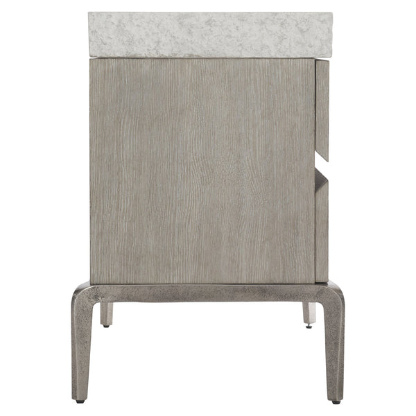 Bernhardt Bernhardt Ritter Nightstand — Sculptural Flint Wood & Sand Grey Concrete Top, Soft-Close Drawers, Usb Charger 309232
