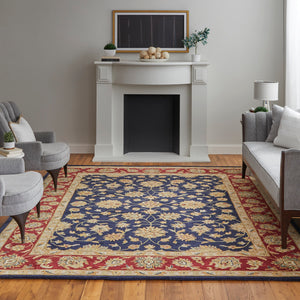 Feizy Rugs Wagner Hand Tufted Wool Oriental Rug - Durable, Stain-resistant Design Perfect For High-traffic Areas Blue,Red,Gold Wool Wgr8942fnvyredf00