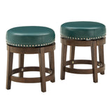 Homelegance By Top-Line Emerson Brown Finish Faux Leather 18" Swivel Dining Height Stool (Set of 2) Green Rubberwood