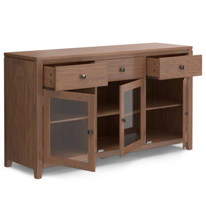 English Elm Cosmopolitan Sideboard Buffet - Handcrafted Medium Saddle Brown With Modern Design & Storage Solutions B136P158548