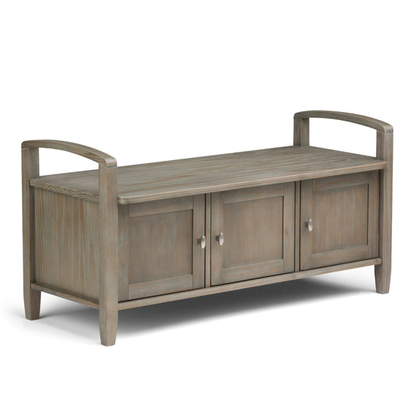 English Elm Warm Shaker Storage Bench - Handcrafted Entryway Organizer In Distressed Grey With Spacious Seating B136P159723-GIGA