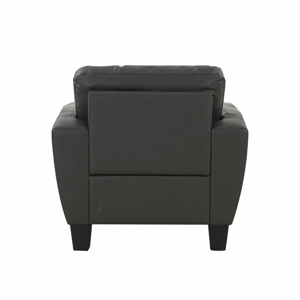 Porter Designs Porter Trento Charcoal Gray Top Grain Leather Chair - Stylish Tufted Design & Comfortable Seating Gray Leather 02-189-03-4098