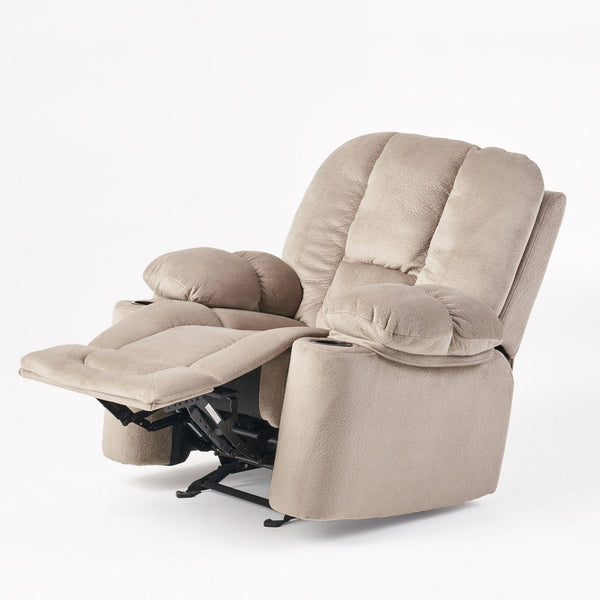 English Elm Christopher Knight Home® - Luxurious Manual Recliner Chair with Skin-Friendly Fabric, Dual Cup Holders, Ergonomic Padded Comfort Coffee 57578.00LAT