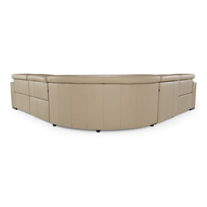 VIG Furniture Frazier Modern Leather 5-Piece Power Reclining Sectional With Console, Cupholders, Top-Grain Comfort Tan Sectional Sofa VGKV-KM.268H-TAN