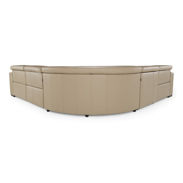 VIG Furniture Frazier Modern Leather 5-Piece Power Reclining Sectional With Console, Cupholders, Top-Grain Comfort Tan Sectional Sofa VGKV-KM.268H-TAN