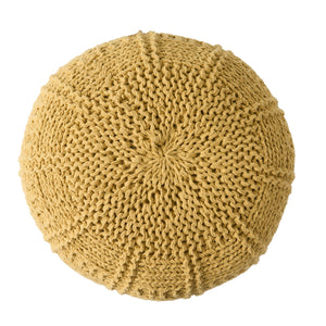 English Elm Christopher Knight Home® - YUNY Handcrafted Knit Cotton Round Pouf 20x20x14 Cozy Modern Accent Ottoman with Durable Weave Yellow 60493.00YLW