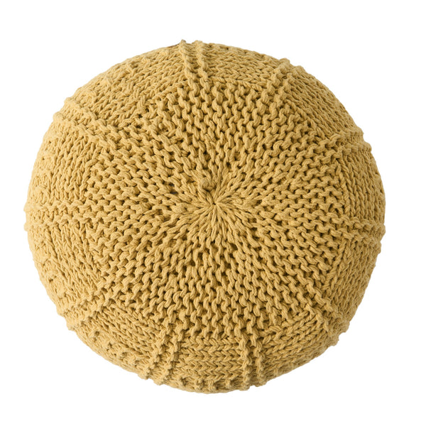 English Elm Christopher Knight Home® - YUNY Handcrafted Knit Cotton Round Pouf 20x20x14 Cozy Modern Accent Ottoman with Durable Weave Yellow 60493.00YLW
