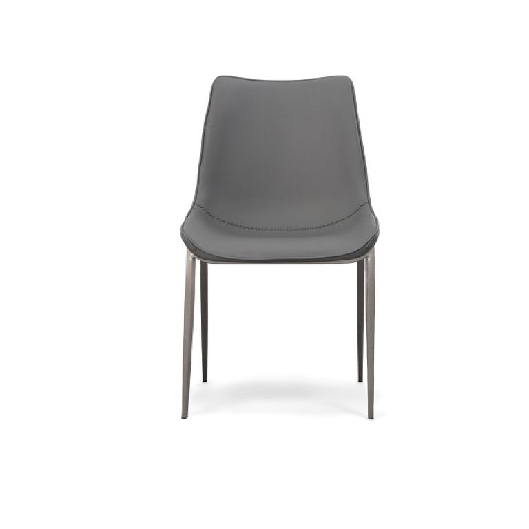 VIG Furniture Frasier Sculpted Eco-Leather Side Seat With Polished Stainless Legs, Modern Comfort & Durable Finish Grey Dining Chair VGHR3505-GRY