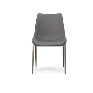 VIG Furniture Frasier Sculpted Eco-Leather Side Seat With Polished Stainless Legs, Modern Comfort & Durable Finish Grey Dining Chair VGHR3505-GRY