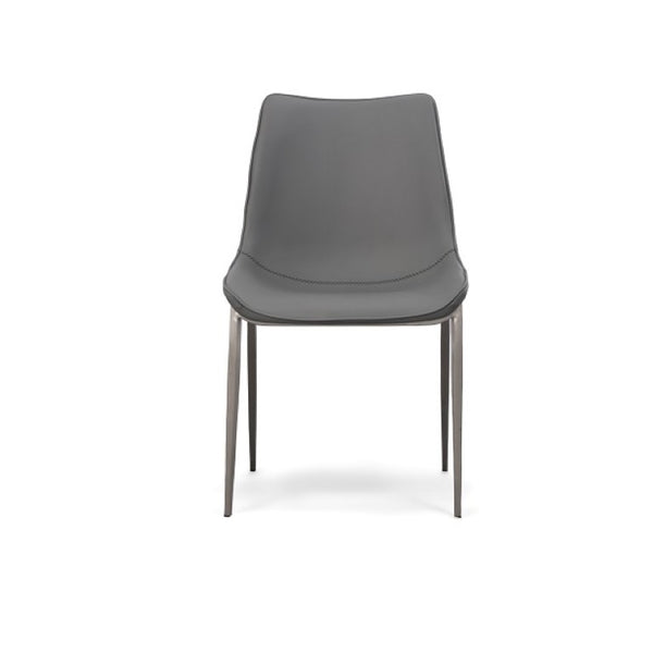 VIG Furniture Frasier Sculpted Eco-Leather Side Seat With Polished Stainless Legs, Modern Comfort & Durable Finish Grey Dining Chair VGHR3505-GRY